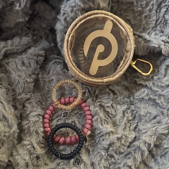 Teleties Accessories - Peloton Metallic Gold & Pink Hair Coil Set with Carry Pouch